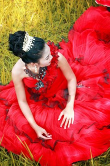 大红色礼服婚纱照高清图片