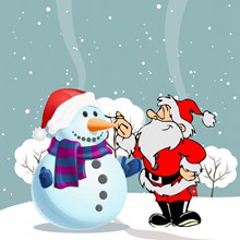 卡通圣诞老人与雪人精美图片
