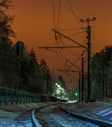 铁路夜晚景观图片下载