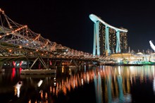 新加坡摩天大楼夜景高清图片