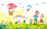 儿童节主题画PSD图片