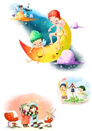 卡通韩式田园插画PSD图片