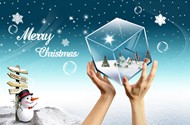 圣诞水晶方块海报PSD图片