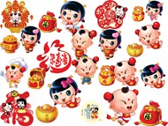 中国娃娃新年元素PSD图片