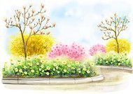 韩式风景春天PSD图片