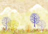 秋季手绘树插画PSD图片