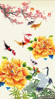 中式花鸟画PSD图片
