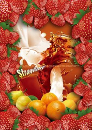 草莓桔子饮料海报PSD图片
