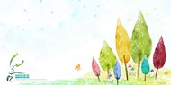 水彩树手绘插画PSD图片
