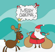 圣诞老人与麋鹿矢量图