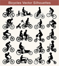 骑自行车的动作矢量图