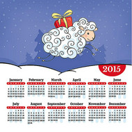 2015卡通绵羊年历矢量图