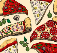 彩绘美味披萨背景矢量图