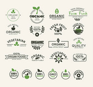 天然食品标签矢量图