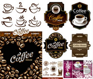 咖啡杯与标签矢量图