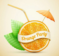 鲜榨橙汁广告矢量图