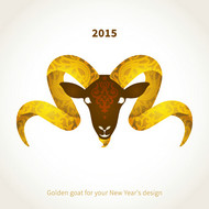2015年金色羊头矢量图