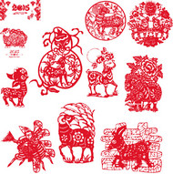 春节剪纸羊矢量图