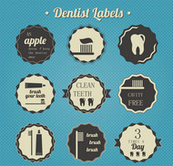 复古牙齿护理标签矢量图