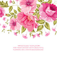 粉色花卉卡片矢量图
