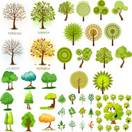 多款绿色树木矢量图