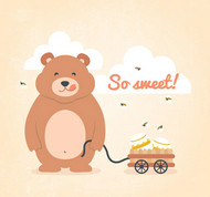 拉蜂蜜罐车的熊矢量图