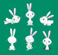 卡通白色兔子矢量图