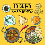 印度料理插画矢量图