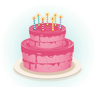 粉色生日蛋糕矢量图片