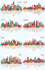 几何城市建筑矢量图片