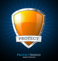 创意橙色保护盾矢量图片