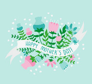 母亲节花卉与丝带矢量图片
