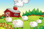 卡通农场绵羊群矢量图片