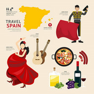西班牙文化元素矢量图片