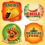 墨西哥美食标签矢量图片
