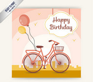 自行车生日卡矢量图片