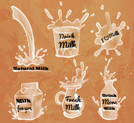 飞溅牛奶标签矢量图片
