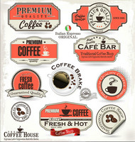 咖啡标签与贴纸矢量图片