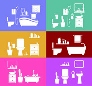 彩色浴室背景矢量图片