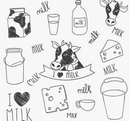 手绘牛奶制品矢量图片