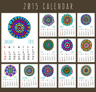 2015年花纹月历矢量图片