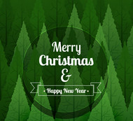 绿色树林圣诞贺卡矢量图片