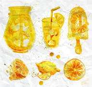 水彩柠檬元素矢量图片