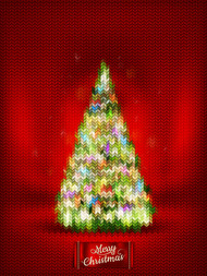 霓虹针织圣诞树矢量图片