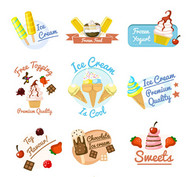 夏季冰淇淋标签矢量图片