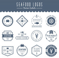 海洋食品标签矢量图片