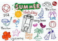 手绘夏季元素矢量图片