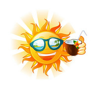 喝椰汁的太阳矢量图片