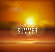 夏日黄昏海岸矢量图片