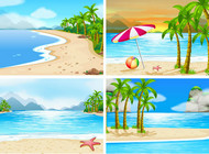 沙滩风景插画矢量图片